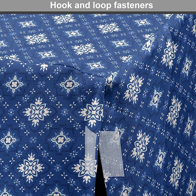 Lunarable Damask Blue Dog Crate Cover, Azulejo Talavera Inspired Continuous Pattern of Motif, Easy to Use Pet Kennel Cover for Medium Large Dogs, 48 Inch, Dark Sky Blue Pale Blue