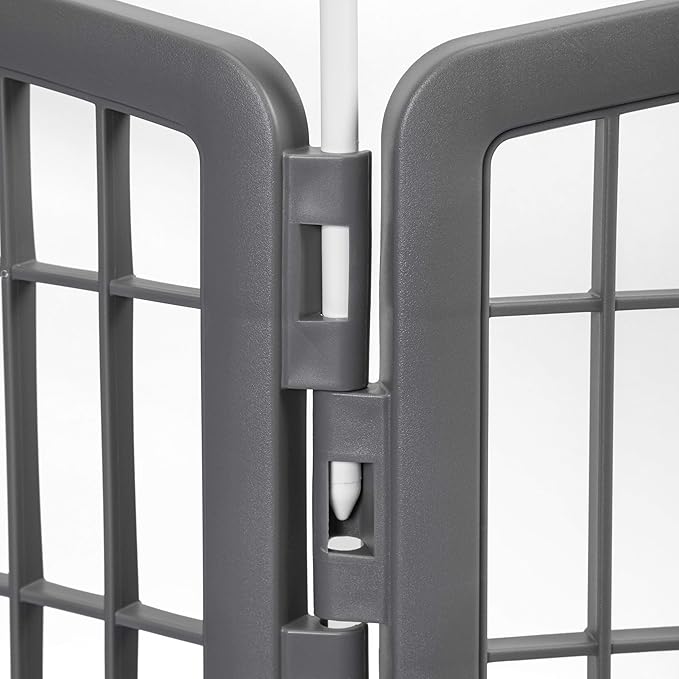 IRIS Exercise 8 Panel Pen Panel Pet Playpen with Door - 34 Inch, Gray with IRIS Exercise 2 Panel Add On Panel Pet Playpen with Door - 34 Inch, Gray