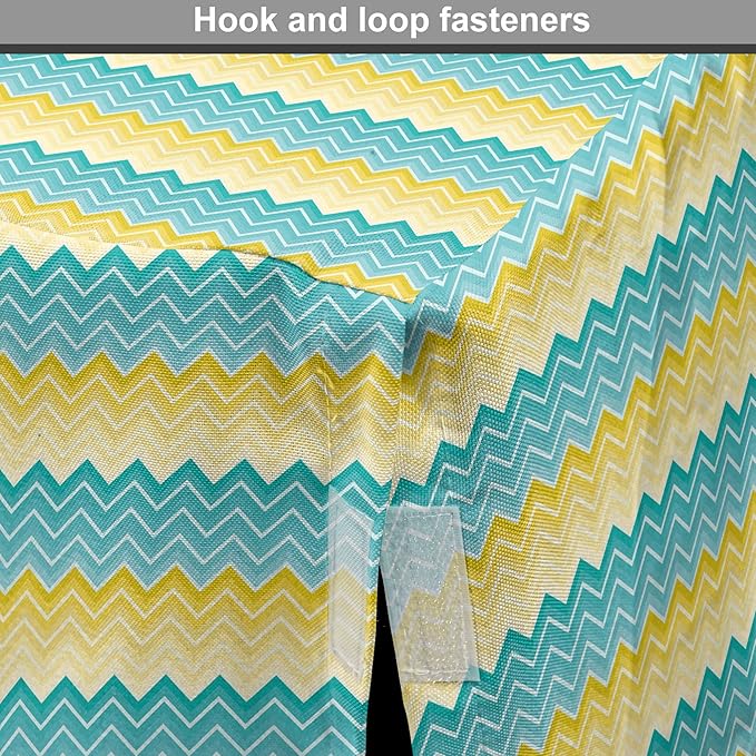 Lunarable Yellow and Blue Dog Crate Cover, Horizontal Chevron Motifs Zigzag Lines Pattern Ombre Inspired Design, Easy to Use Pet Kennel Cover for Small Dogs Puppies Kittens, 22 Inch, Aqua Mustard
