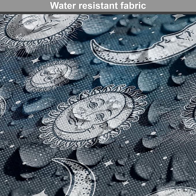 Ambesonne Sun and Moon Dog Crate Cover, Heavenly Bodies in Starry Night Sky Graphic Theme, Easy to Use Pet Kennel Cover for Cats & Medium Dogs, 24 Inch, Blue Grey