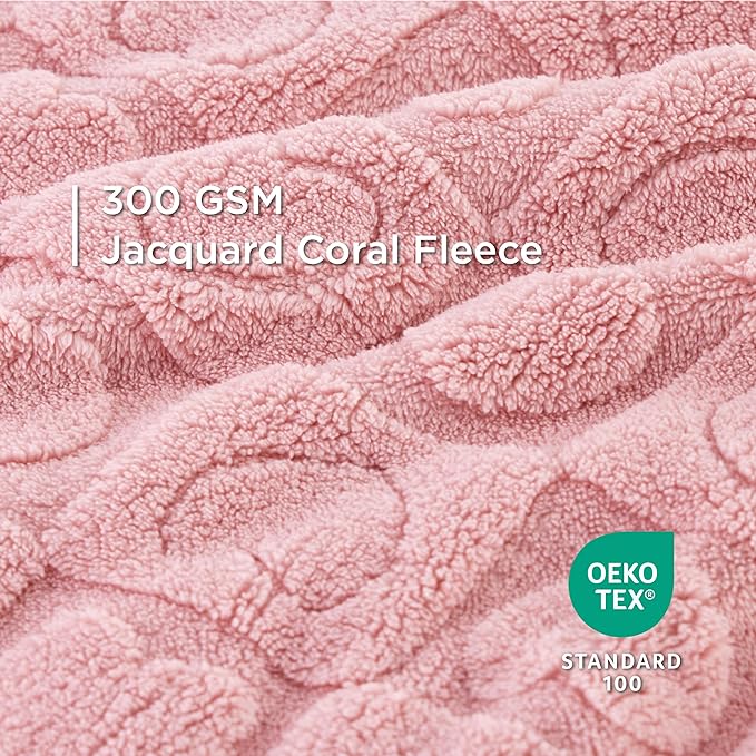 Bedsure Dog Blanket for Large Dogs Washable - Soft Fluffy Puppy Blanket with Premium 300GSM Coral Fleece, Cozy Calming Cat Blankets for Indoor Cats, Fuzzy Pet Blanket for Couch, Pink, 60x80IN