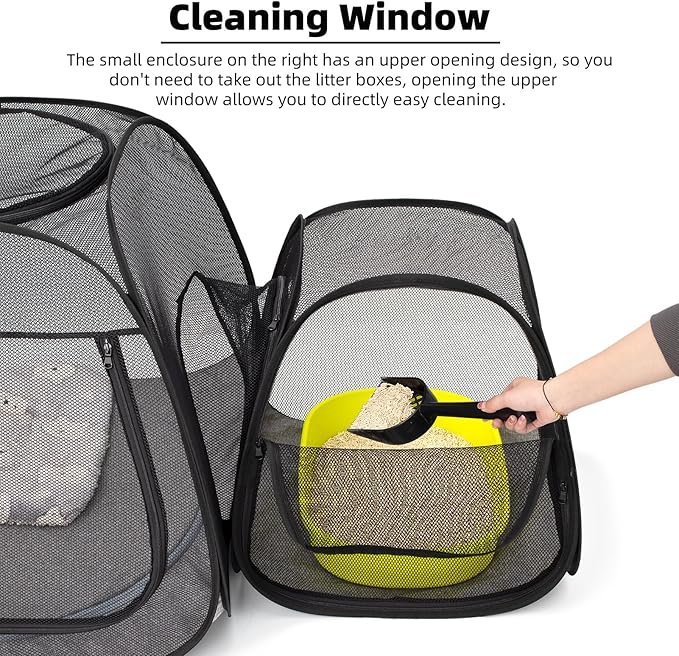 Tenrai Portable Cat Playpen, Trapezoidal Design for Better Standing, Foldable Pet Tent for Outdoor and Indoor Use of Puppy and Kitten, Dog Play Enclosure, Cat Houses & Condos