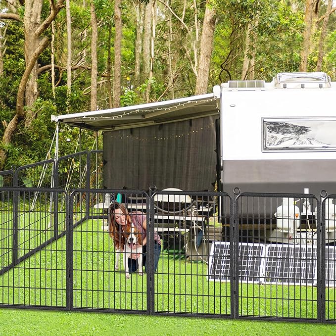 Dog Playpen Outdoor, 40 inch Heavy Duty Dog Fence for Yard 14 Panels Dog Pens Outside Rustproof Metal Pet Puppy Playpen for Large Medium Dogs, Portable Pet Fence for RV Camping, Yard