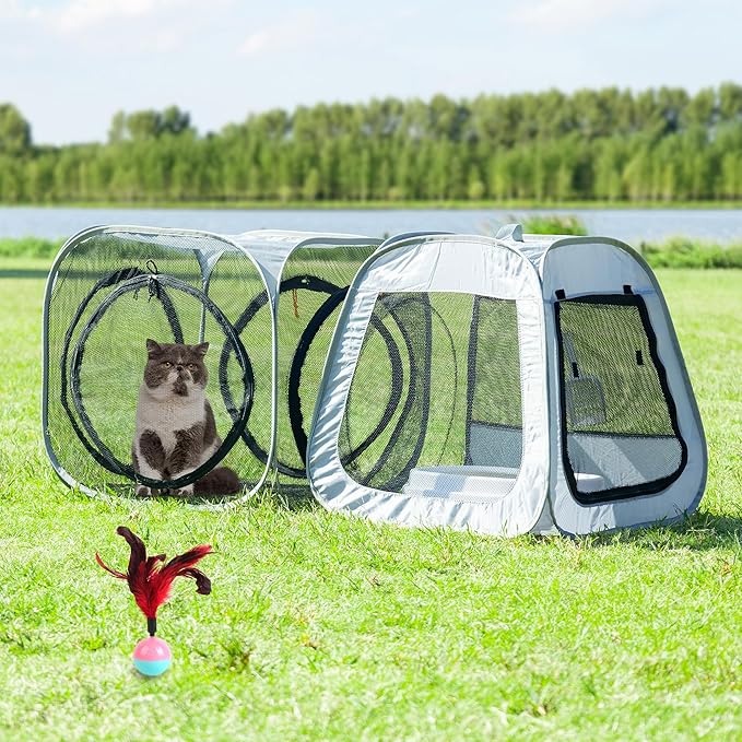 Portable Cat Playpen, Trapezoidal Design for Better Standing, Foldable Pet Tent for Indoor and Outdoor Use,Dog Playpen, Outdoor Cat Tent, Cat Houses & Condos for Kitten,Cat,Puppy and Small Animals.