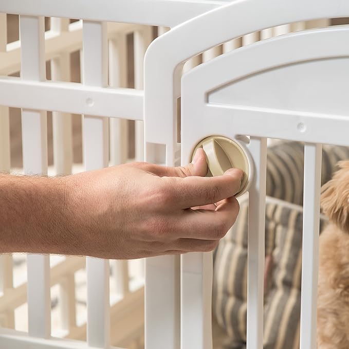 IRIS USA 24" 6-Panel Dog Playpen with Door, 61 x 61 x 24, Puppy Playpen, Dog Play Pen Indoors, Pet Fence, Small/Medium Pets, White