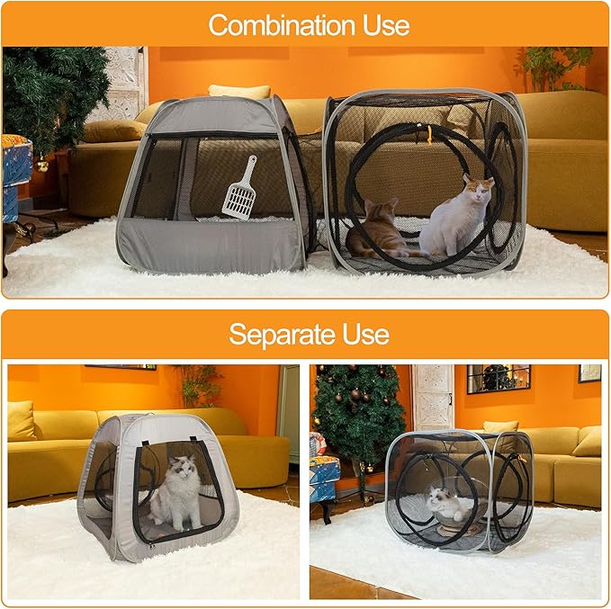 Portable Cat Playpen, Trapezoidal Design for Better Standing, Foldable Pet Tent for Indoor and Outdoor Use,Dog Playpen, Outdoor Cat Tent, Cat Houses & Condos for Kitten,Cat,Puppy and Small Animals.