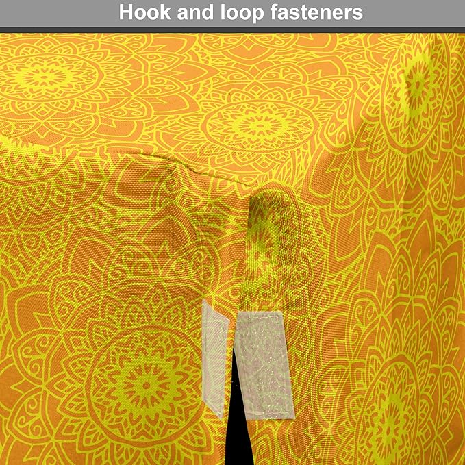 Lunarable Yellow Mandala Dog Crate Cover, Vibrant Colored Abstract Lotus Flowers Native Art Warm Sun Inspired, Easy to Use Pet Kennel Cover for Cats & Medium Dogs, 30 Inch, Yellow Orange