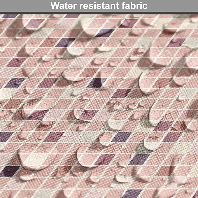 Lunarable Dusty Rose Dog Crate Cover, Square Shapes Mosaic Tile Design Rows in Retro Tones Geometrical Colorful, Easy to Use Pet Kennel Cover for Cats & Medium Dogs, 24 Inch, Rose Peach Plum