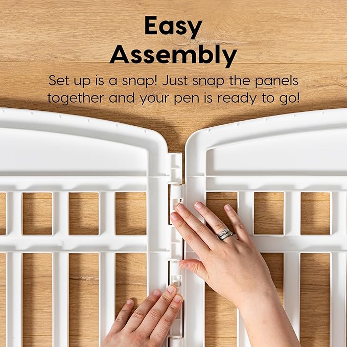 IRIS USA 24" 4-Panel Dog Playpen with Door, 35 x 35 x 24, Puppy Playpen, Dog Play Pen Indoors, Pet Fence, Small Pets, White