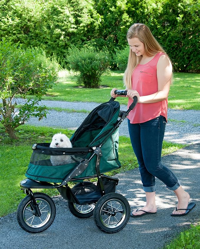 Pet Gear No-Zip Jogger Pet Stroller for Cats/Dogs, Zipperless Entry, Airless Tires, Easy One-Hand Fold, Cup Holder + Storage Basket