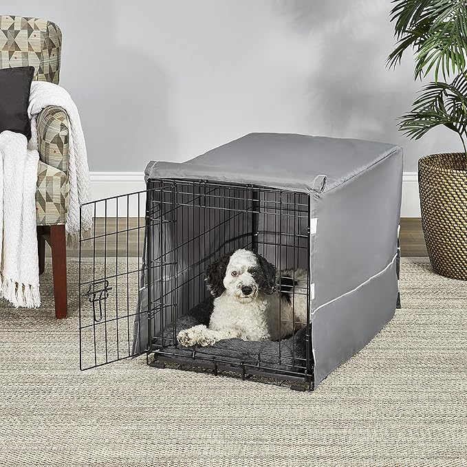 New World Dog Crate Comfort Kit by, Matching Dog Crate Cover & Dog Bed to Make Your Dogs Crate Their Home, Compatible with Midwest Homes for Pets & New World Dog Crates, Fits 30-Inch Dog Crate, Gray
