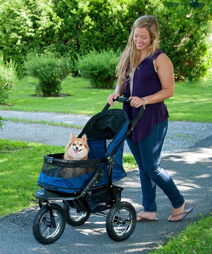 Pet Gear No-Zip Jogger Pet Stroller for Cats/Dogs, Zipperless Entry, Airless Tires, Easy One-Hand Fold, Cup Holder + Storage Basket