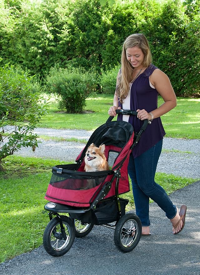 Pet Gear No-Zip Jogger Pet Stroller for Cats/Dogs, Zipperless Entry, Airless Tires, Easy One-Hand Fold, Cup Holder + Storage Basket