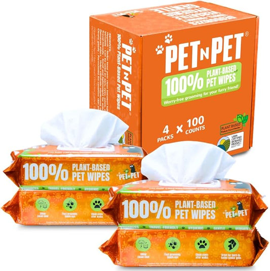 Thoughtfully selected plant-based dog wipes for dogs and cats, designed with comfort in mind