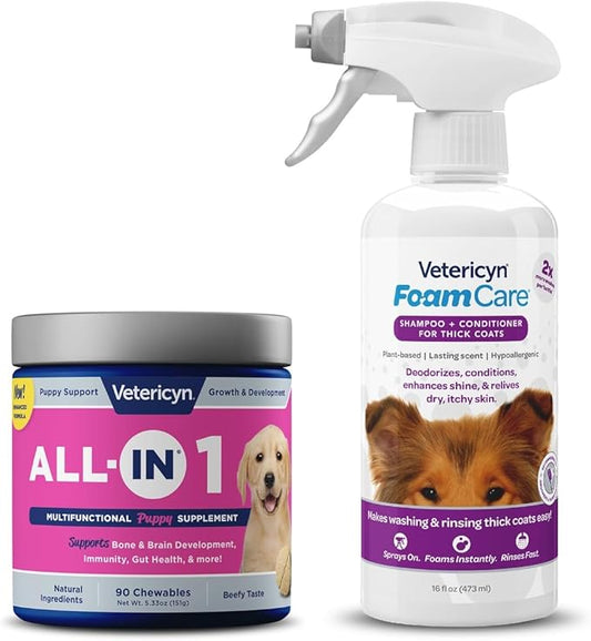 Thoughtfully selected puppy supplements and shampoo for dogs and cats, designed with comfort in mind