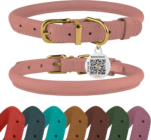 Thoughtfully selected rolled leather dog collar for dogs and cats, designed with comfort in mind