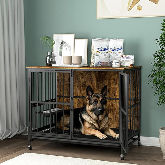 Thoughtfully selected wooden dog crate for dogs and cats, designed with comfort in mind