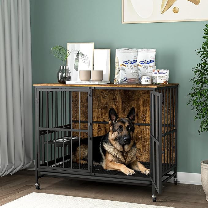 Thoughtfully selected wooden dog crate for dogs and cats, designed with comfort in mind