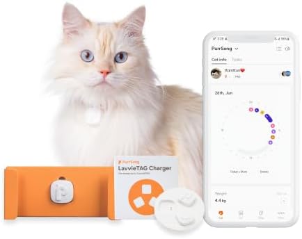 LavvieTAG Charger Set | Smartwatch for Cat ID Tag Light (0.01lbs) Activity Analysis Heath Care Calrorie Consumption App Integration Monitor Fitness Tracker(Charger Included)