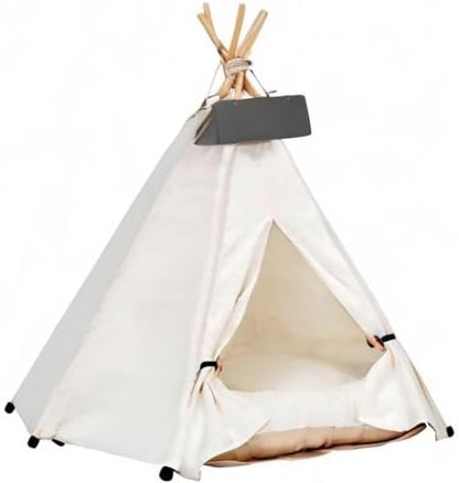 Pet Teepee Dog & Puppy Cat Tents Tipi Bed Portable Houses with Thick Cushion for Pets Up to 20lbs