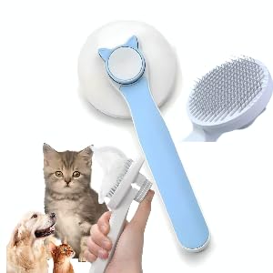 Pet Grooming Brush - Gentle Slicker for Removing Loose Undercoat, Suitable for Cats and Dogs (Blue)