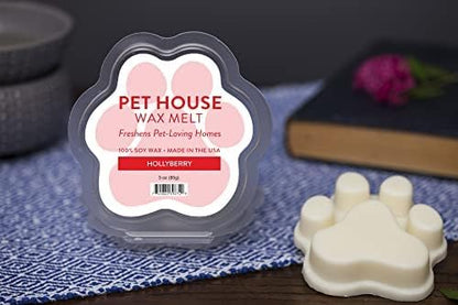 One Fur All Pet House Wax Melts - Hollyberry Scent - Pack of 2 - Long-Lasting, Natural, Pet-Friendly Odor Eliminating Wax Melts
