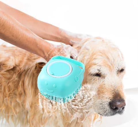 Dog Bath Brush, Scrubber Shampoo Massage Dispenser Grooming Soft Silicone Scrubber For Bath Water Brush For Dogs Dog Washing Brush Bath Scrubber For Pets (Pink)