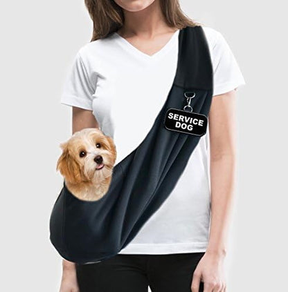 Small Service Dog Sling Carrier with ID Tag | EZ-Sling for Small Dogs | Includes Five Service Dog Law Handout Cards