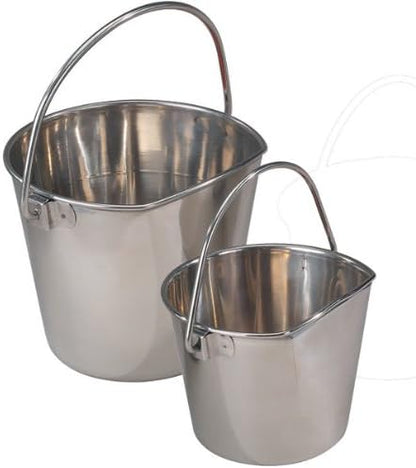 ProSelect Stainless Steel Flat Sided Pails — Durable Pails for Fences, Cages, Crates, or Kennels - 8¾", 6-Quart