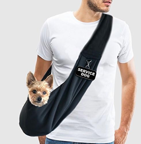 Small Service Dog Sling Carrier with ID Tag | EZ-Sling for Small Dogs | Includes Five Service Dog Law Handout Cards