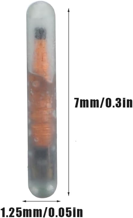 Mini 1.25mm Microchip for Dogs and Cats, Lightweight Label Glass Tube Chip Glass Tube Animal Tag Reader Pets Suppliers Shot Records for Pet Dog Cat Cow Pig Rabbit Fish Puppies 10 Pack