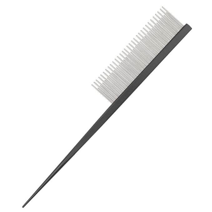 Pet Grooming Comb Rat Tail Comb Cat Hair Trimmer Combs Dog Hairstyle Comb Float Hair Removal Dematting for Cat Dogs Cat Comb Dog Comb Rounded Ends Pet Hair Comb for Home Grooming (One Size,black 4)