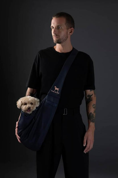 Noah & Paw Dog Sling Carrier for Small Dogs 5-18lb, Dog Sling for Small Dogs and Cats, Dog Carrier with Adjustable Padded Strap, Premium Twill, Lined with Fur, Double Safety Feature, Machine Washable