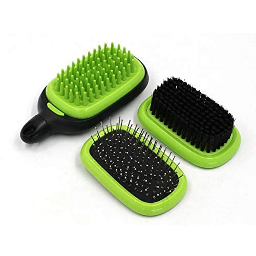 H&H Pets Grooming Brush Kit for Dogs & Cats - 3 in 1 Brush with Bath Massage, Pin Slicker, and Bristle Brush - Lightweight and Compact Dog Supplies - Professional Pet Hair Brush for Everyday Use
