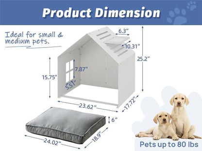 Modern Metal Dog House with Plush Cushion – Open Design Dog Bed, Cozy Pet Cave for Dogs & Cats, Stylish Indoor Pet Furniture