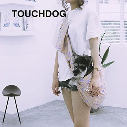 Touchdog 'Paw-Ease' Over-The-Shoulder Pet Sling Fashion Pet Carrier - Cat and Dog Carrier with Built-in Storage Pockets for Hands-Free Carrying Grey 1.5 LBS