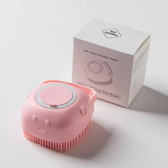 Dog Bath Brush, Scrubber Shampoo Massage Dispenser Grooming Soft Silicone Scrubber For Bath Water Brush For Dogs Dog Washing Brush Bath Scrubber For Pets (Pink)