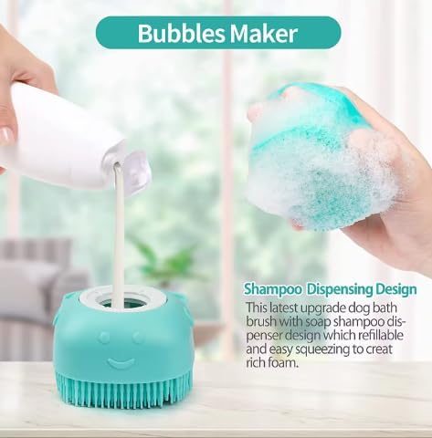 Dog Bath Brush, Scrubber Shampoo Massage Dispenser Grooming Soft Silicone Scrubber For Bath Water Brush For Dogs Dog Washing Brush Bath Scrubber For Pets (Pink)