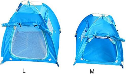 Breathable Washable Pet Puppy Kennel Dog Cat Folding Indoor Outdoor House Bed Tent (Blue,M)