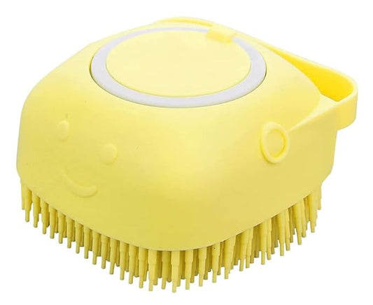 Pet Bath Massage Brush Puppy Dog Cat Grooming Cleaning Soft (Yellow)