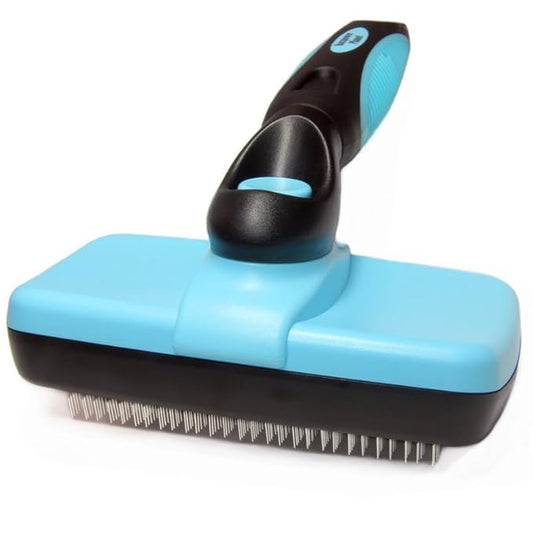 Maxpower Planet Self Cleaning Dog Hair Brush - Gently Removes Loose Undercoat, Mats and Tangled Hair for Dogs and Cats - Doodle Brush - All Hair Types - Blue