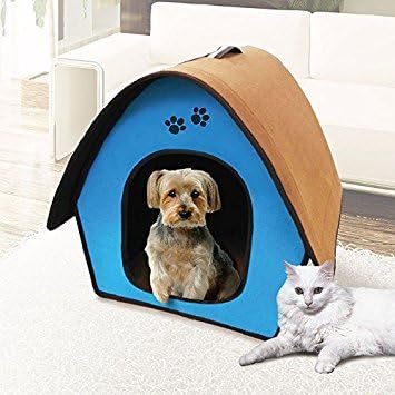 Penn-Plax ZH3 Dog Zipper House with Curved Roof, Blue