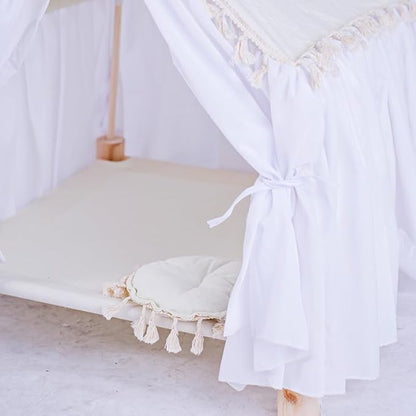 Pet House Tent Dog Kennel cat Kennel Spring and Summer Seasons can be dismantled and Washed Cute Princess Room Small Dog Teddy Bed.(White)