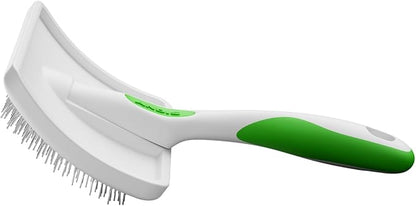 Andis 68540 Self-Cleaning Animal Slicker Brushes with Curved Stainless-Steel Bristles for All Breeds - Reduces Shedding by Up to 90%, Removes Tangles, Dirt & Loose Hair – Large, Green