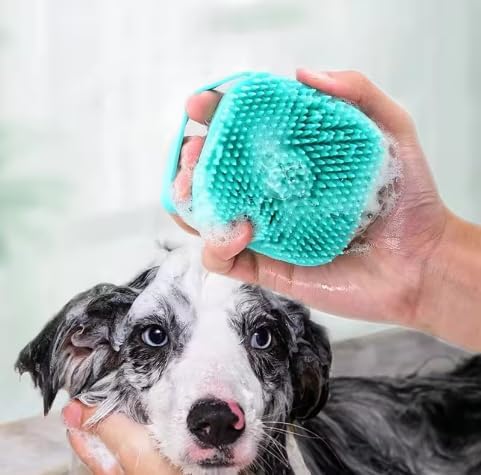 Dog Bath Brush, Scrubber Shampoo Massage Dispenser Grooming Soft Silicone Scrubber For Bath Water Brush For Dogs Dog Washing Brush Bath Scrubber For Pets (Pink)