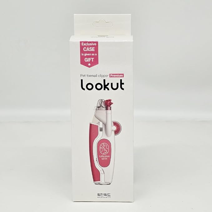Walkinnwith LOOKUT Premium Dog Nail Clippers with Guide Light [Made in Korea] Safe Cat Nail Clippers – Easy Cat Claw Trimmer and Nail Trapper for Smaller Pets Under 40 lbs – Pink Edition
