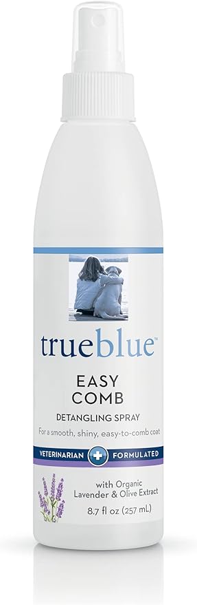 TrueBlue Lavender & Olive Extract Easy Comb Dog Hair Detangling Spray – Detangles, Conditions Coats for Dogs, Puppies, Cats – Moisturizing, Toxin Free, Natural Botanical Blend – 8.7 Fl. Oz.