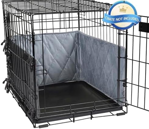 Dog Crate Bumpers for Inside Crate-with Ties，Gray Dog Crate Training Pads, Create a Safe and Comfortable Crate, Dog Tail Protector (Bumper Only, Crate Not Included) 48"X32"X10"