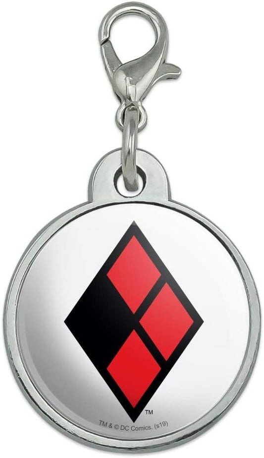 GRAPHICS & MORE Harley Quinn Diamond Logo Chrome Plated Metal Pet Dog Cat ID Tag