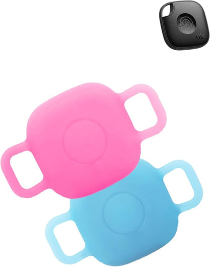 Case for Tile by Life360 Mate (2024) Bluetooth Tracker for Dog, Cat, Pets, Soft Silicone Protective Portable Scratch Shock Resistant，1 Luminous Pink+1 Luminous Blue.